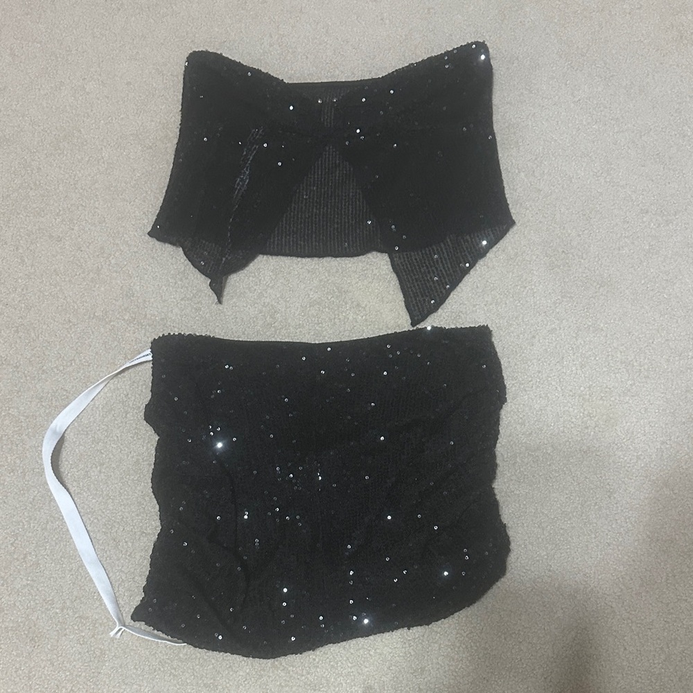 Lucy in the Sky Black Sequin Skirt Set